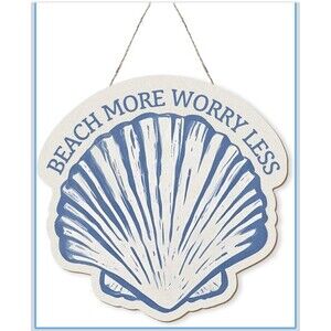 Coastal Beach More Worry Less Sign Decor Nautical Front Porch Decor 12x1 2” NEW